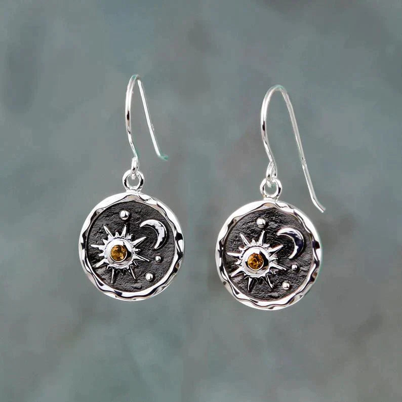 Zon en maan boho oorbellen.