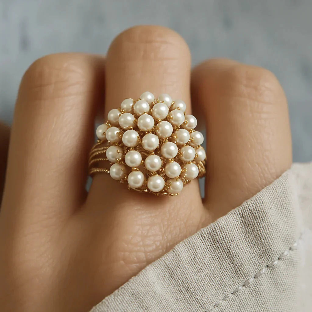 Bush - Ingelegde parels ring.