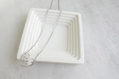 Zilveren hart poot ketting met hanger