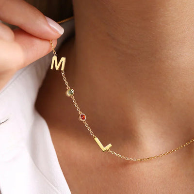Dames initiaal ketting met geboortesteen