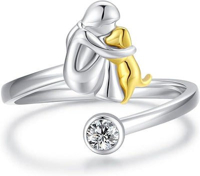 Verstelbare hondenring van zilver