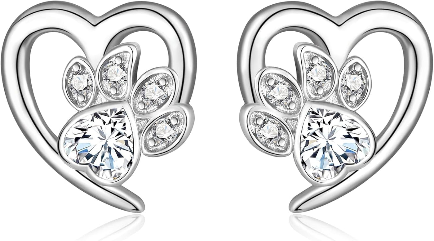 Oorbellen met pootafdruk en hart