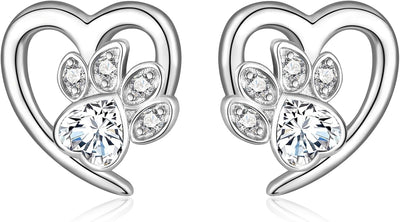 Oorbellen met pootafdruk en hart