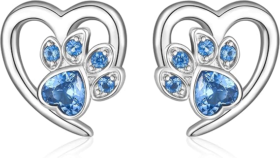 Oorbellen met pootafdruk en hart