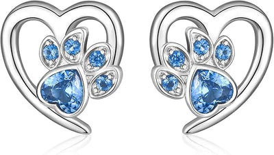 Oorbellen met pootafdruk en hart