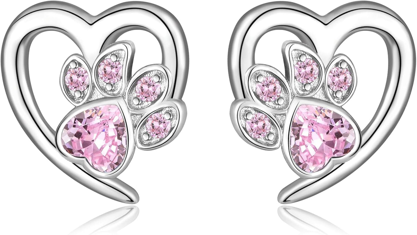 Oorbellen met pootafdruk en hart