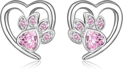 Oorbellen met pootafdruk en hart