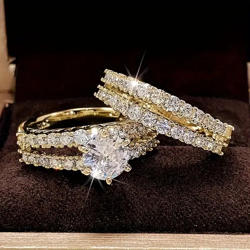 Eterna™ | Gouden stralende ringenset
