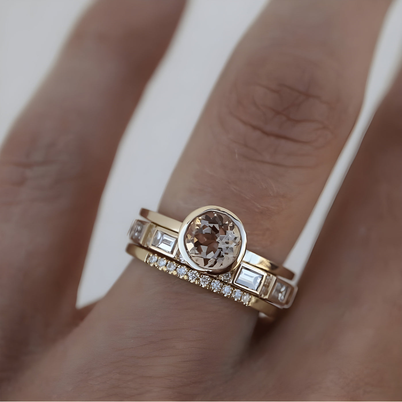 Kristalring in vintage goud