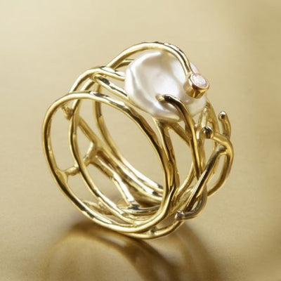 Dunne gouden ring met parels