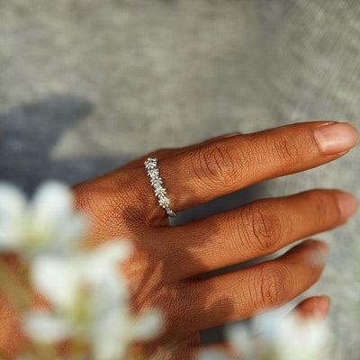 Verstelbare Zilveren Daisy Ring – Handgemaakte Emaille