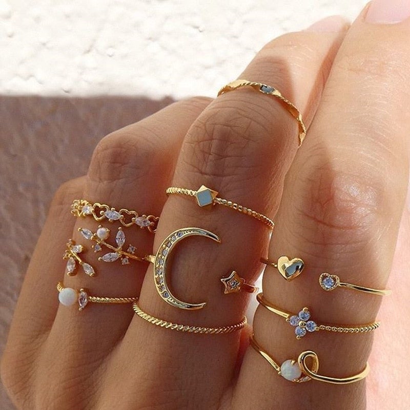 Zilveren en gouden ringenset