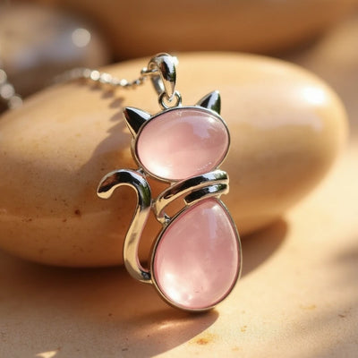 Ketting met kattenhanger van natuursteen