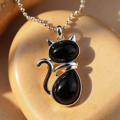 Ketting met kattenhanger van natuursteen
