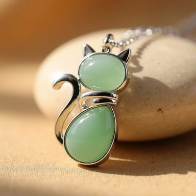 Ketting met kattenhanger van natuursteen
