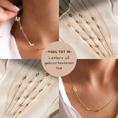 Dames initiaal ketting met geboortesteen