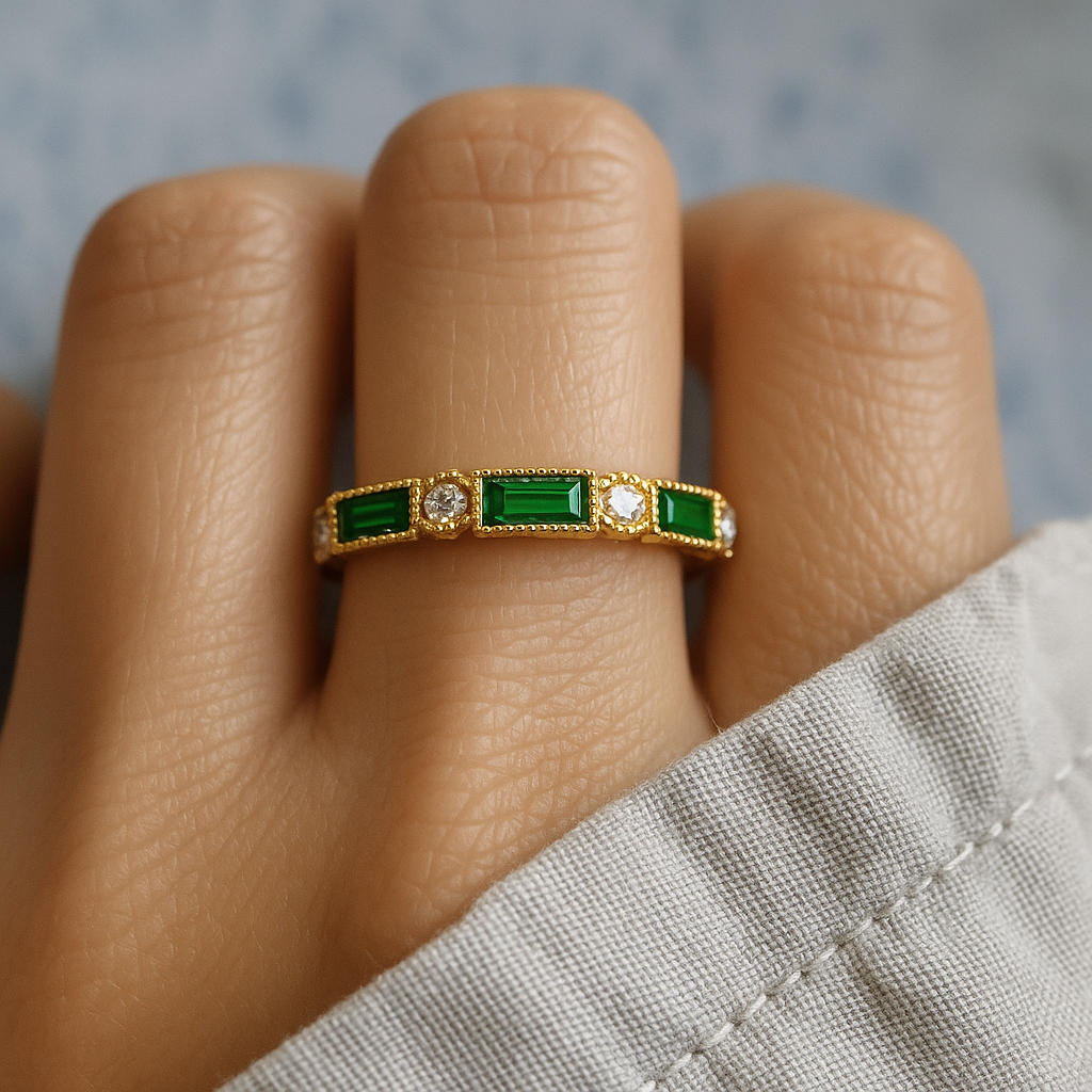 Alex - Groene Zirkonia Gouden Ring