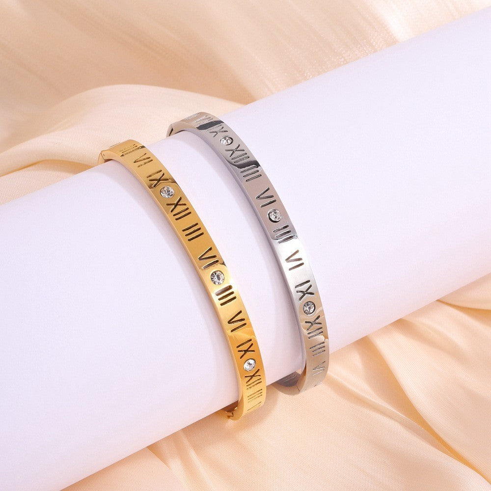 Titanium Armband met Romeinse Numerals