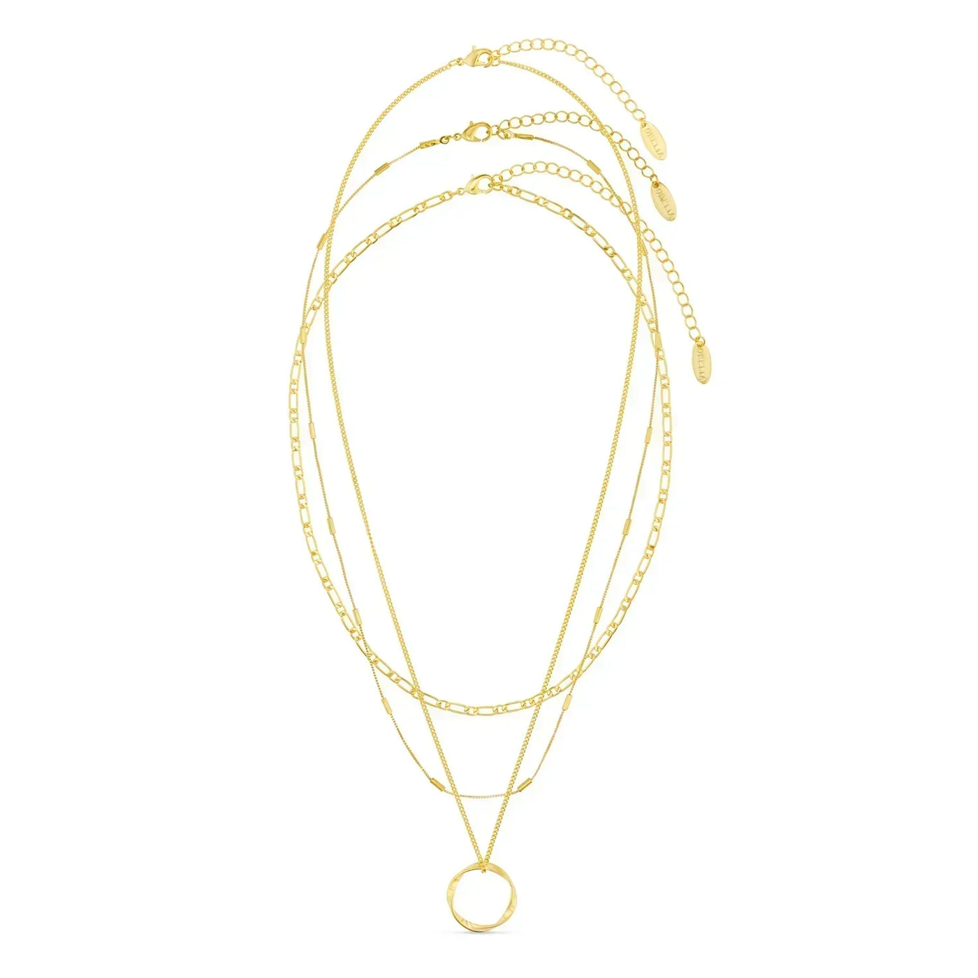 Open cirkel drie-rijige ketting | Goud