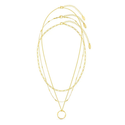 Open cirkel drie-rijige ketting | Goud