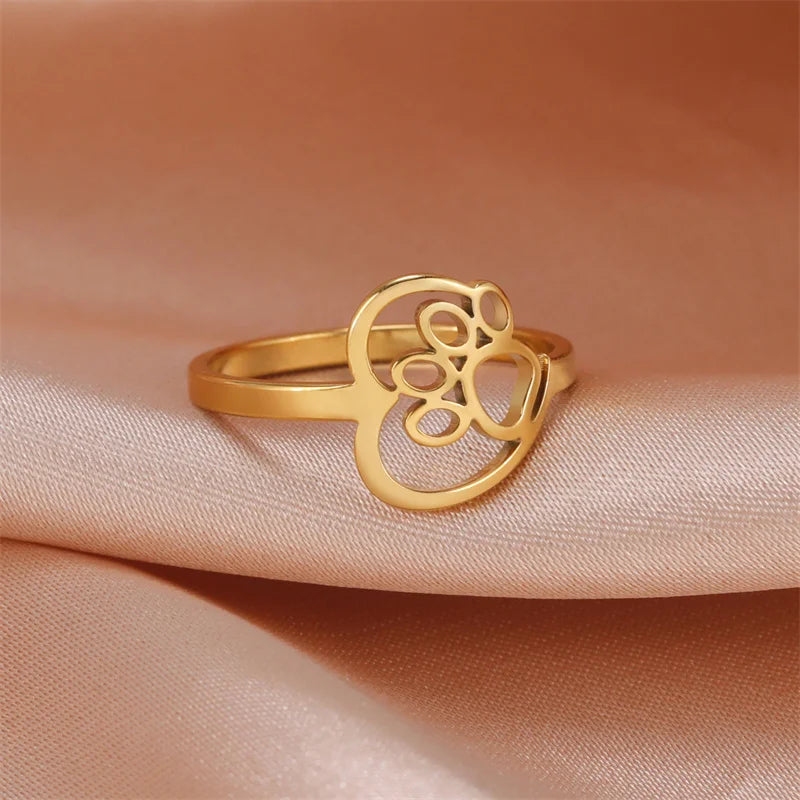 Hartvormige gouden pootring voor dierenliefhebbers