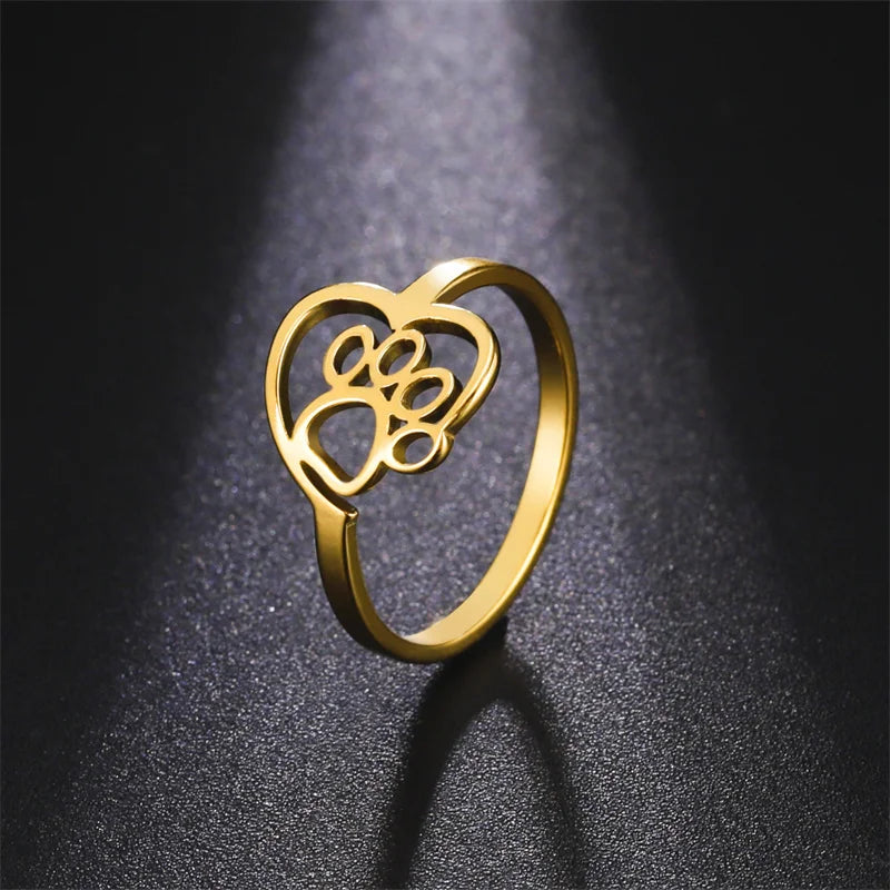 Hartvormige gouden pootring voor dierenliefhebbers