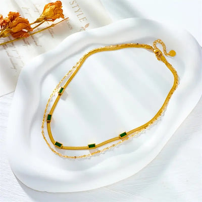 Dubbele Laag Smaragd Collier