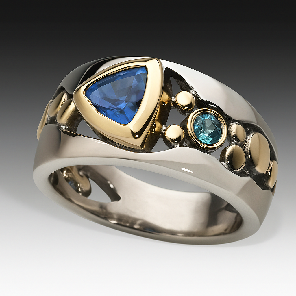 Vintage blauwe zirconia boho ring.