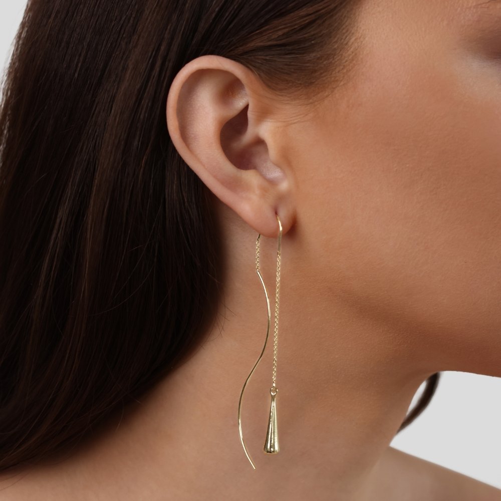 Fringe oorbellen in zandloper | goud