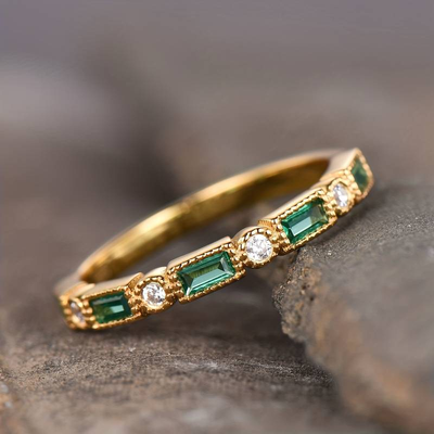 Alex - Groene Zirkonia Gouden Ring