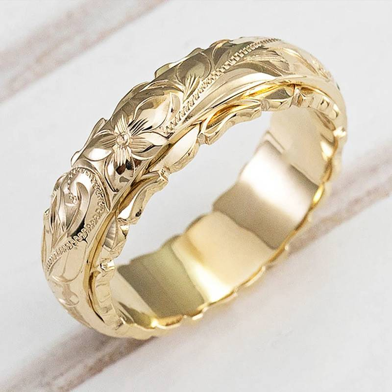 Vintage gouden ring met bloem