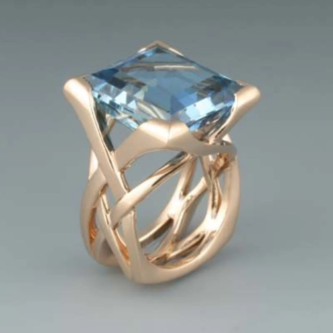 Vintage roze gouden zirkonia ring
