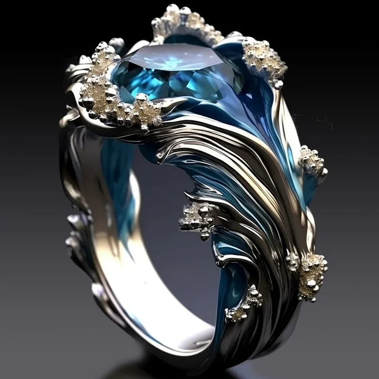 Vintage Ocean Golvende Kristallen Ring