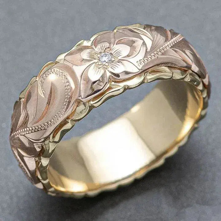 Vintage rozen bloem gouden ring
