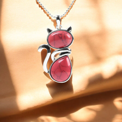 Ketting met kattenhanger van natuursteen