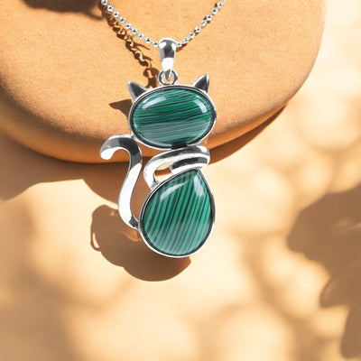Ketting met kattenhanger van natuursteen