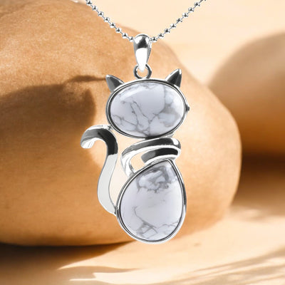 Ketting met kattenhanger van natuursteen